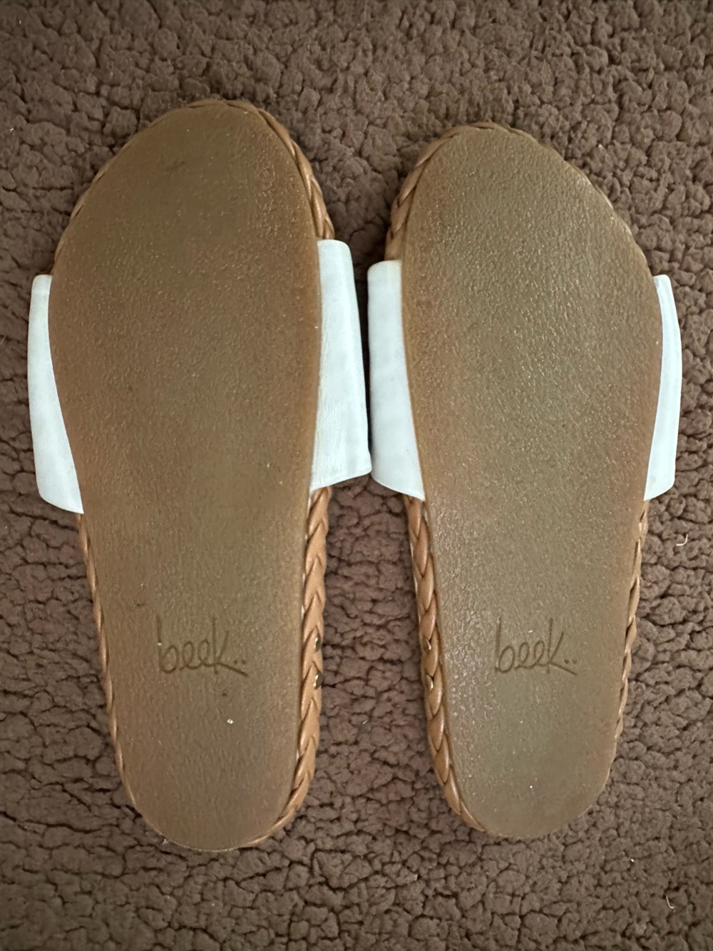 Beek White Leather Braided Jute Slides Sandals Size 8 - Picture 7 of 7